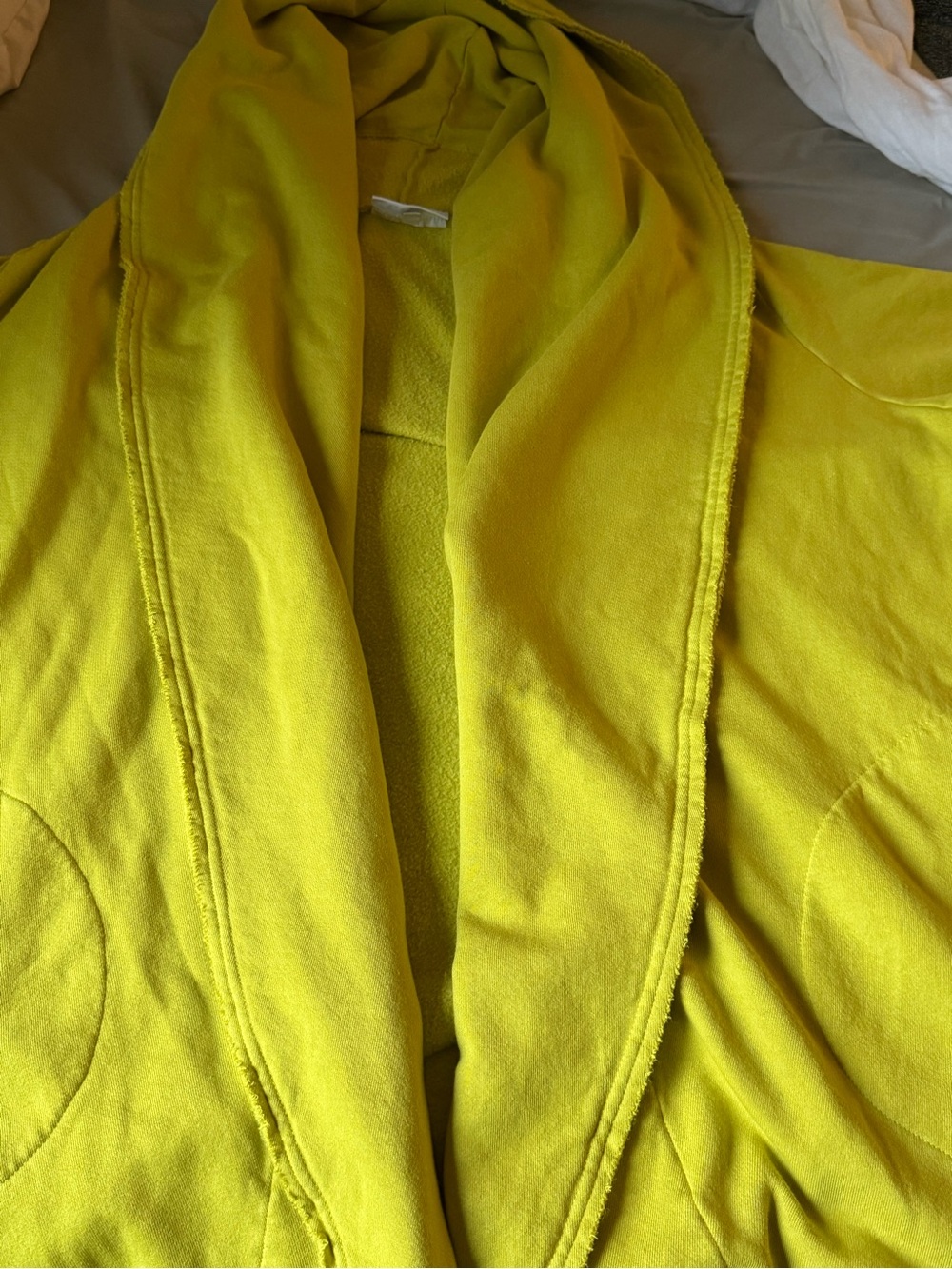 Bryn Walker Long Wrap Coat XL Chartreuse Shawl Collar Bamboo Organic Cotton - Picture 11 of 15